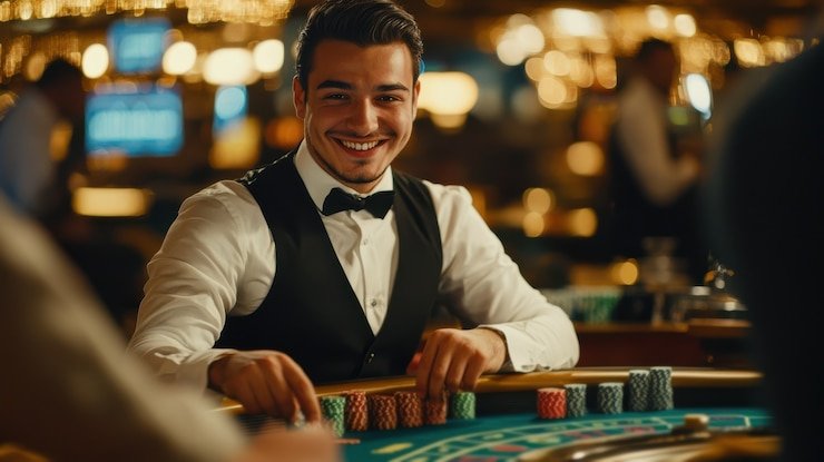 Antarmuka meja Texas Poker di platform link slot menampilkan kartu pribadi dan komunal